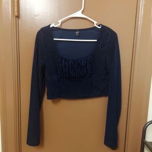 Long Sleeve Blue Crop Top